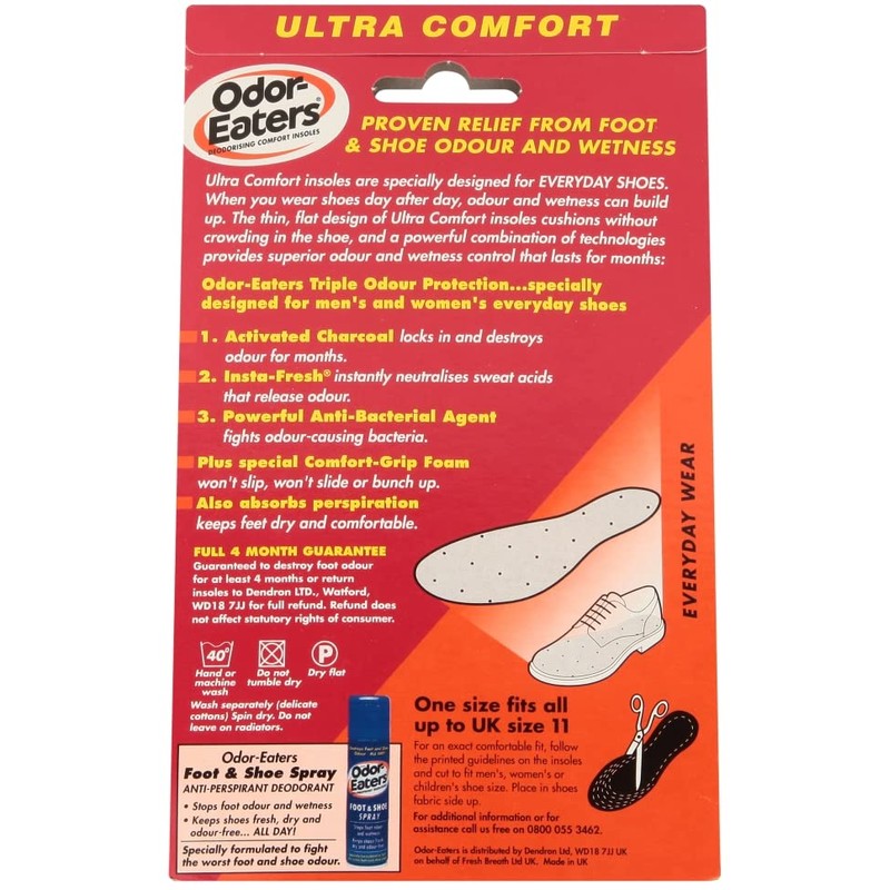 Odor-Eaters Ultra Comfort, Odour-Destroying, Deodorising Comfort Insoles, for Everyday Wear