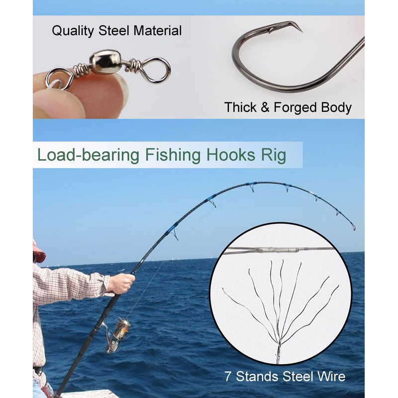 Uxwuy Circle Hook Rigs 50 Pack (5/0, 50 Pack)