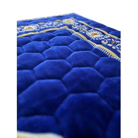 Prayer Rug Muslim Mat Islamic - Padded Very Thick Prayer Rug Sajadah for Men Women with Islam Prayer Beads for Eid Travel Ramadan, Soft and Luxury (Royal Blue)