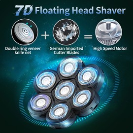 Roziapro Upgrade 7D Freedom Head Shaver Replacement Blades Electric Shaver Replacement Head Shavers for Bald Men Replaceable Head Waterproof Blades for Men 5 in 1 Bald Head Replacement Blades (Gray)