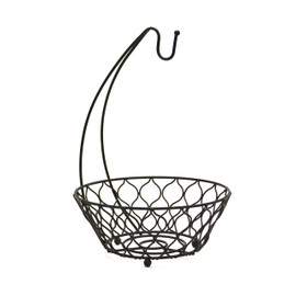 AQ Modern Wire Fruit/Produce Tree Basket with Banana or Grape Hook Hanger, Kitchen Centerpiece Stand - Matte Black