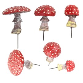 Beufee 6PCS Glow in the Dark Mushrooms, Luminous Glow in Mushroom Garden Decor Glow in the Dark Mushrooms Fake Mushrooms for Garden Decor