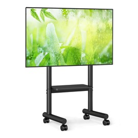 TVON Rolling TV Stand for 40-75 inch TVs up to 110 lbs, Mobile TV Cart with Height Adjustable Shelf, Outdoor TV Stand for Bedroom, Living Room, Max VESA 400x400mm