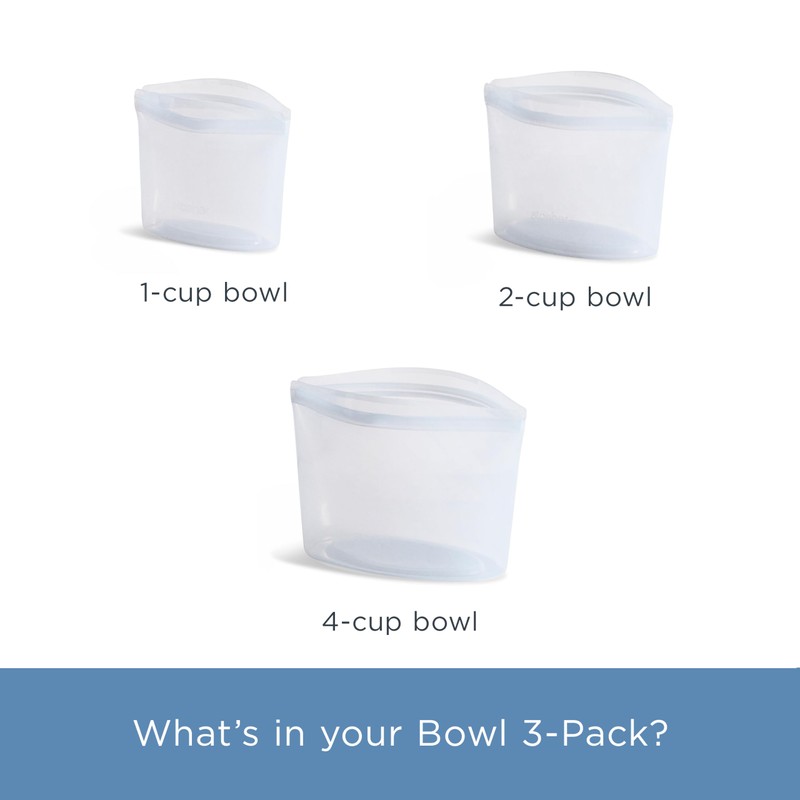 Stasher Premium Silicone Reusable Food Storage Bags, 3-Pack, Clear, Multi-Use