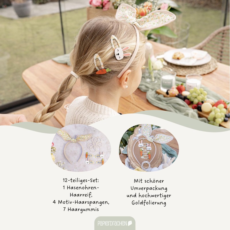 Papierdrachen Easter Hair Accessory Set - 12 Pieces - Headband