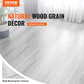 VEVOR Interlocking Vinyl Floor Tiles 48 x 7.3 inch, 10 Tiles 5.5mm Thick Snap Together, Light Gray Wood Grain Luxury Vinyl Flooring for Bedroom, Living Room, Bathroom (24.5 Sq.Ft/Box)
