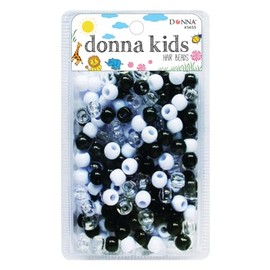 Donna Hair Braiding Kit: 11x10mm Pony Beads, DIY Plastic Beads, Quick Beaders for Kids - BLK/CLR/WHT