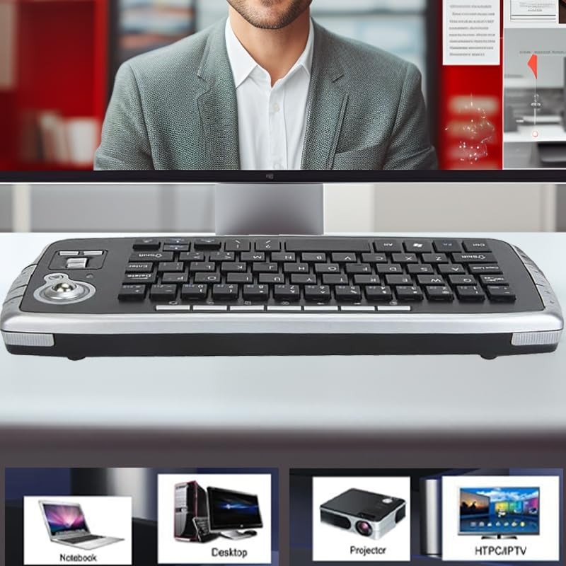 Mini Ergonomic Keyboard Trackball Air Mouse 1200dpi Function TV 2.4G