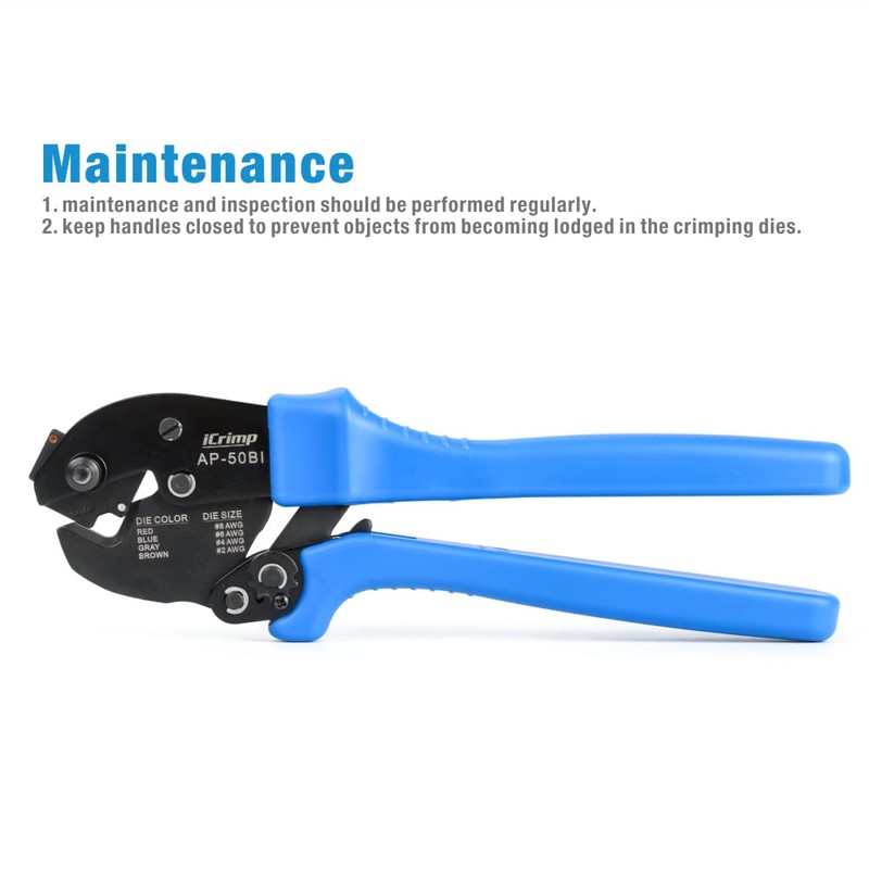iCrimp AP-50BI Battery Cable Ring Terminal Crimper for 8, 6,