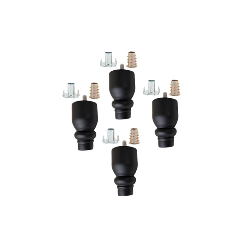 MANCHESTER BEDS & UPHOLSTERY Wooden Furniture Legs, 4PCS Black Soild