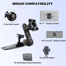 Epronic CD Slot Mount for CarPlay Screen Adjustable Arm and 360° Rotating Universal 17mm Head Compatible with in-Car Monitors CD Slot CarPlay Mount