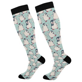 Wusikd Cute Penguin Compression Socks for Women and Men Circulation Long Socks for Athletic Running 1