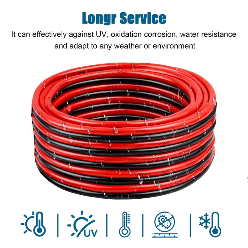 8 Gauge Wire 2 Conductors Copper Wire, 8 AWG Battery