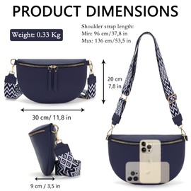 Vezluax 30x20cm bumbag for women fashion waist packs large bum bag women's Crossbody Bag Stylish fanny pack for women with Wide Strap Evening-Blue