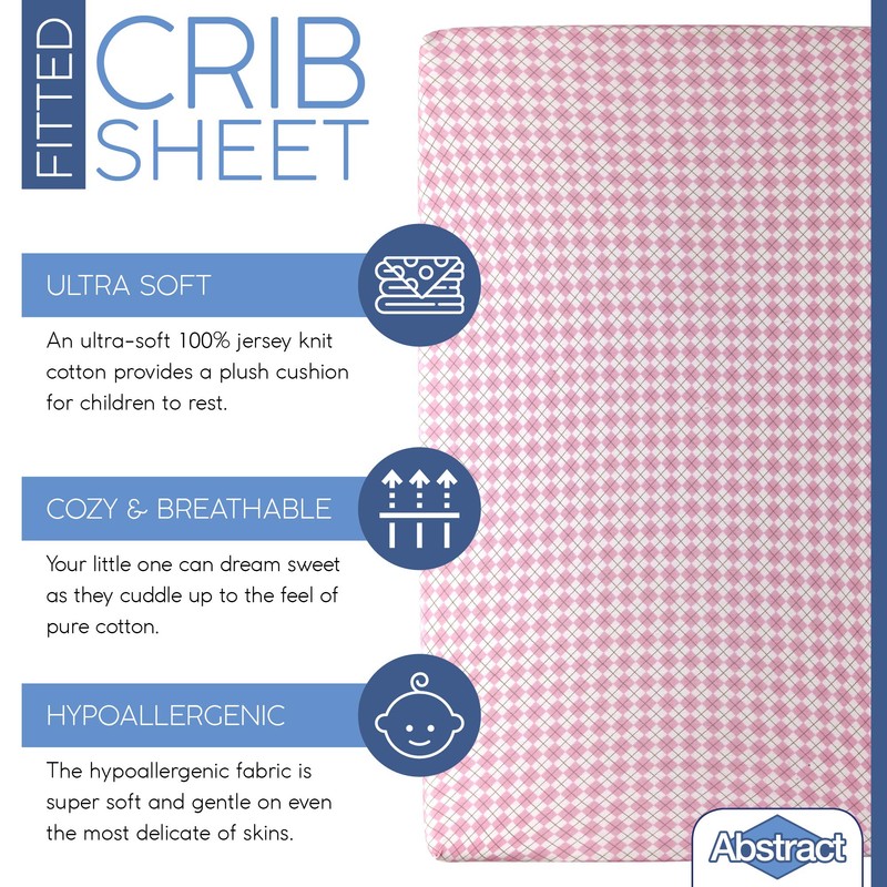 (60cm x 100cm (MINI CRIB), Argyle Pink) - Crib Sheet