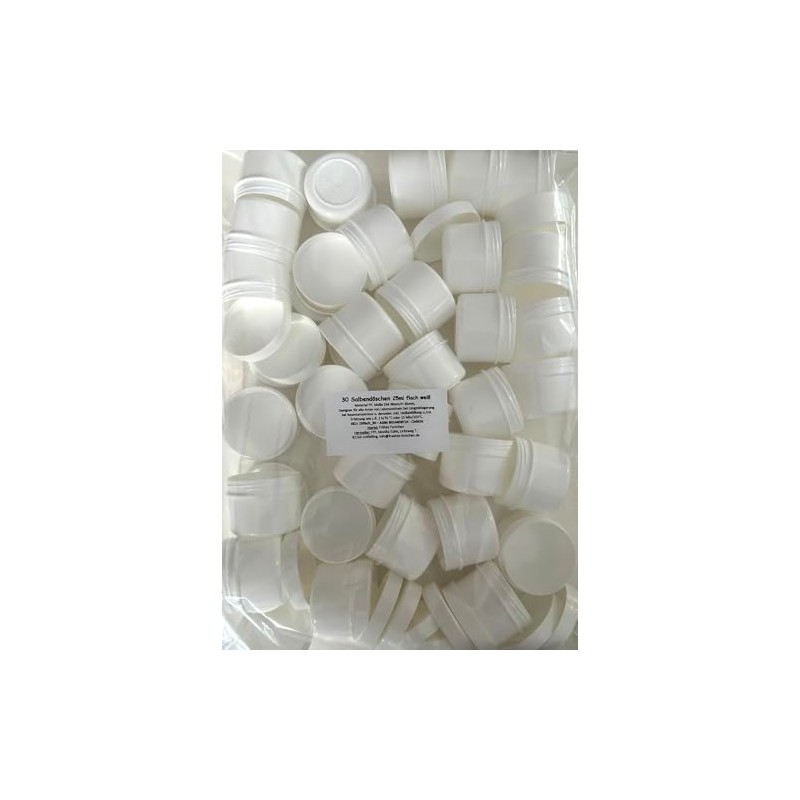 FRUEHES FORSCHEN 30 Salbendosen flach, 25ml Inhalt, weiß