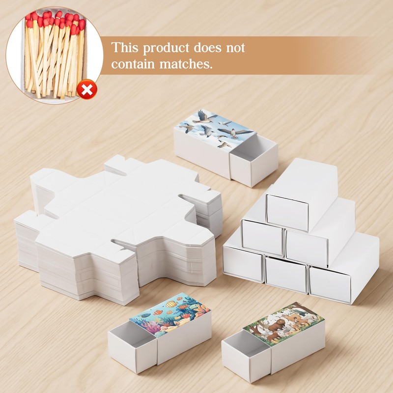 100 Pcs Plain Card Craft Matchboxes, White Matchbox 5x3x2.5 cm