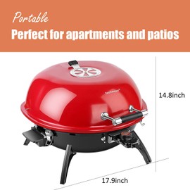 Electric BBQ Grill Techwood 15-Serving Indoor/Outdoor Electric Grill for Indoor & Outdoor Use, Double Layer Design, Portable Removable Stand Grill, 1600W (Countertop BBQ Grill)