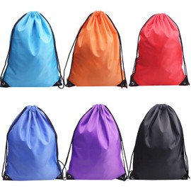 GUIFIER 6 Pack Drawstring Backpack String Bag, Drawstring Gym Bags, Drawstring Bags Sports Cinch Sack, Backpack Storage Bags, Draw String Bags for Sports, Gym, Travel, Swimming, Beach (6 Colors)