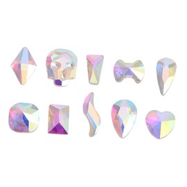 Healvian 100pcs Mixed Ab Crystal Flatback Rhinestones for Nail Home Decor Premium Glass Charms Unique Shapes for Stunning Nail Designs