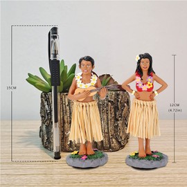 BCSmyer Hula Girl Dashboard Bobbleheads for Driver Hula Boy Dashboard Decorations Hula Dancer Dashboard Bobble Hula Girl Couple Mini Size 4.72" High（Couple） Gift Box Included