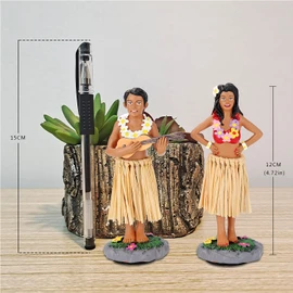 BCSmyer Hula Girl Dashboard Bobbleheads for Driver Hula Boy Dashboard Decorations Hula Dancer Dashboard Bobble Hula Girl Couple Mini Size 4.72" High（Couple） Gift Box Included