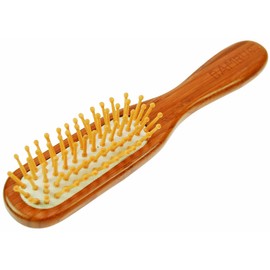 Fantasia Hair Brush Wooden Eco-Friendly Wooden Hair Brush Small with Bamboo Bristles and Gentle Head Massage Nubs Vegan Small Hair Brush for Children and Adults with Wooden Bristles 21 x 4 cm,