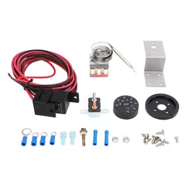 Electric Fan Thermostat Control Relay Cable Set, Adjustable Stainless Steel Sensor, Universal Fit for Cars and Trucks
