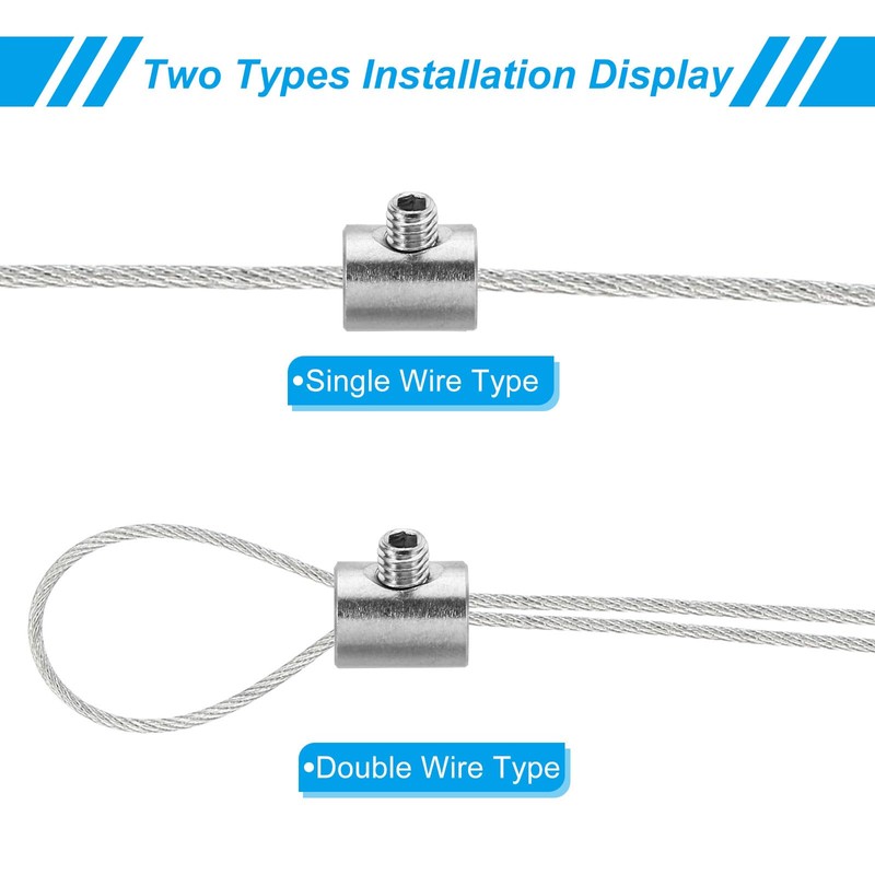PATIKIL 6pcs 4mm Hole Wire Rope Clip Set 304 Stainless