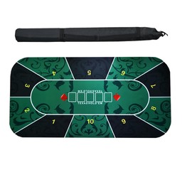 47 x 24Inch Texas Hold'Em Poker Mat Portable Rubber Poker Table Top Water Waterproof, Noise Reduction Suitable For Any Tabletop Game Premium Carry Bag Is Provided For Playing Everywhere(Green)