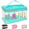 izuzta Bolsas de maquillaje transparentes con letras de chenilla, bolsa