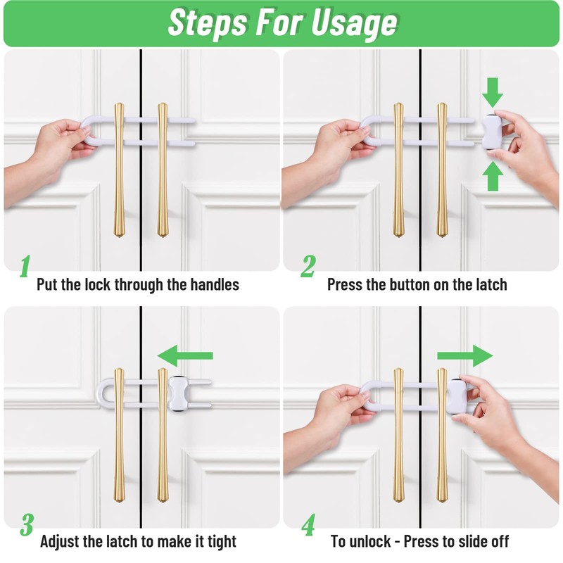 6 Packs Sliding Cabinet Locks, Modacraft Baby Proofing U-Shaped Child