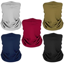 5 Pack Neck Gaiter Face Cover for UV Sun Protection, Breathable Cooling Face Mask for Men Women, Dustproof Neck Gator for Outdoor Sports, Reusable Bandana Scarf (Multicolor-3)