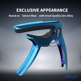 Salvori Exclusive Gradient 'Blue-Plated' Heavy-Duty Guitar Capo for Acoustic/Electric Guitar with 4 Picks, Guitar Clip/Guitar Clamp/Guitar Accessories for Classical Guitar, Ukulele, Mandolin and Banjo