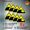 Pack of 8 Warning Stickers 6 x 5 cm Tsunami