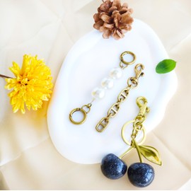 Cherry Keychain Cherry Bag Charm Keychain Accessories Gifts for Women Bag Charms Extender Chain for Handbags (black cherry-gold)