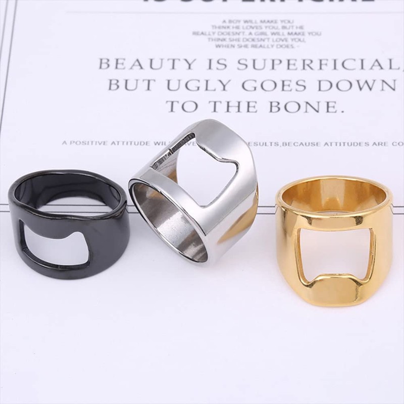 SINLEO Stainless Steel Beer Bar Tool Finger Bottle Opener Ring