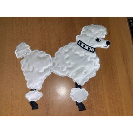 Patch Parlor Poodle Applique Patch - White Dog Facing Left, Sock Hop 7”x6” (Iron on)