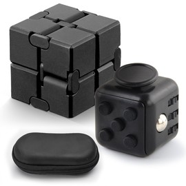 SALUDABLE Fidget Cube Infinity Cube Infinity Stress Relief Toy Set (Black)