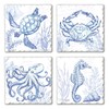 Thirstystone Coastal Sketch 4 Pack Absorbent Stone Tumbled Tile Coasters