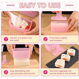 4 Pcs Onigiri Mould, Rice Mould, Sushi Making Kit, Pressure Onigiri Mold Shake Sushi Maker for Kids Bento Lunch Family DIY (4 Pcs)