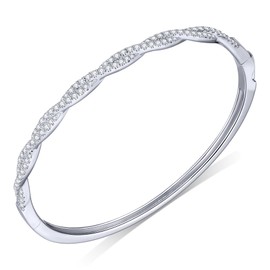 KSTYLE 1.25CT Moissanite Bracelet for Women, 18K White Gold Plated S925 Sterling Silver Bracelets |D Color VVS1| Moissanite Bangle Bracelets