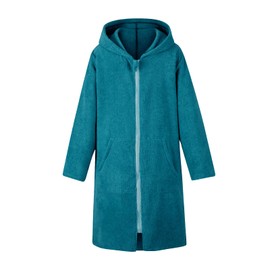 MissShorthair Hooded Towel Robe for Kid, Zipper Beach Cover Up, Swim Changing Robe for Boy, Girls Bath Towelling Poncho Zipper Style Lyons Green 5-7 Years