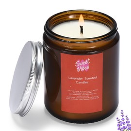 Sweetvibes Scented Lavender Candle - Extra Strong Scented and Long Burning Candle - Relax and Unwind with The Calming Aroma Scent of Lavender for Aromatherapy at Home, Bathroom, Spa, Study Room