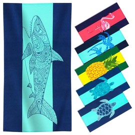 Oversized Terry Beach Towel 36 x 70 in Soft Extra Large Pool Swim Clearance Towels for Adults Travel Gift Big XL Blanket Cruise Must Haves Vacation Accessories Essentials Gear Stuff Deep BlueShark