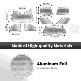 CheroCar Full Set Windshield Sunshade Fit for GMC Yukon 2024 2025 Front Window Sun Shade Foldable Sun Visor Interior Accessories Aluminium Foil,8PCS