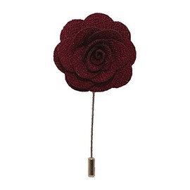 Kidney Button Flower Rose Handmade Brooch Pin for Buttonhole, Corsage, Suit, or smoking Jacket - Burgundy