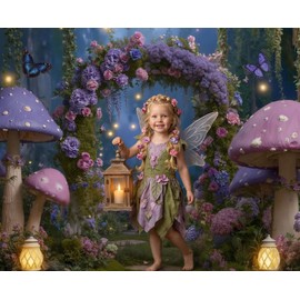 Kate 7x5ft/2.2x1.5m Mushroom Backdrop for Photography Fairy Tale Forest Birthday Portrait Photoshoot Background Photo Video Studio Props