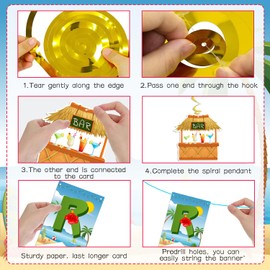 Luau Hawaiian Retirement Party Decorations,47Pcs Tropical Retirement Party Decorations with Happy Retire Banner Hanging Swirls Honeycomb Centerpieces for Summer Beach Retire Celebration Supplies