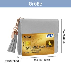 Small Women's Purse Made of Soft Leather, PU Leather Purse, Mini Short Women's Purse with Many Compartments and Coin Compartment - Soft Comfortable Smooth, lightgrey, Minimalist